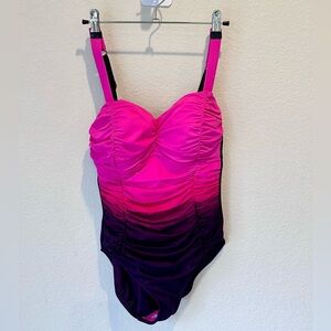 Aqua Green Shape + Style Ombre Pink Purple One Piece Swimsuit- Size 6 Slim Fit